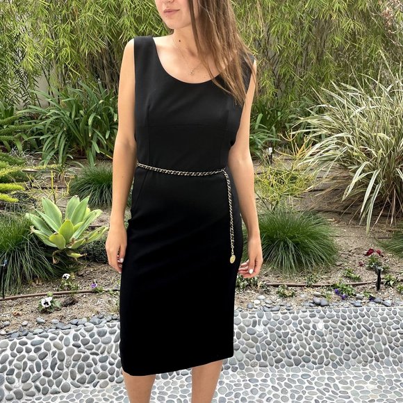 DOLCE & GABBANA Black Wool Sleeveless Midi Sheath Dress - Picture 1 of 10